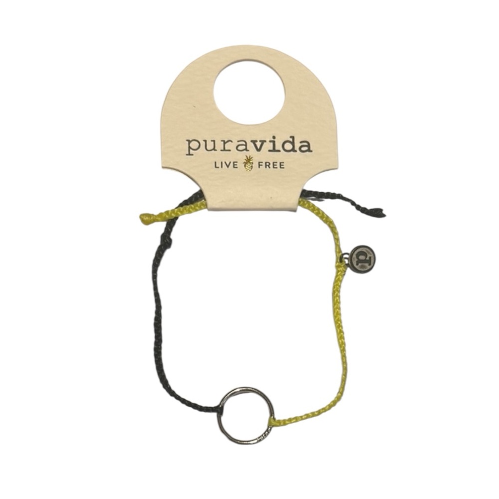 Pura Vida Black and Yellow Cord Bracelet Minimalist Design NWT